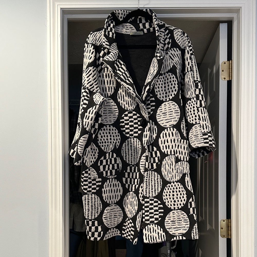 ✨Artsy Unique Stylish Chalet et Ceci Geometric Blazer Coat Jacket XL Pockets!✨